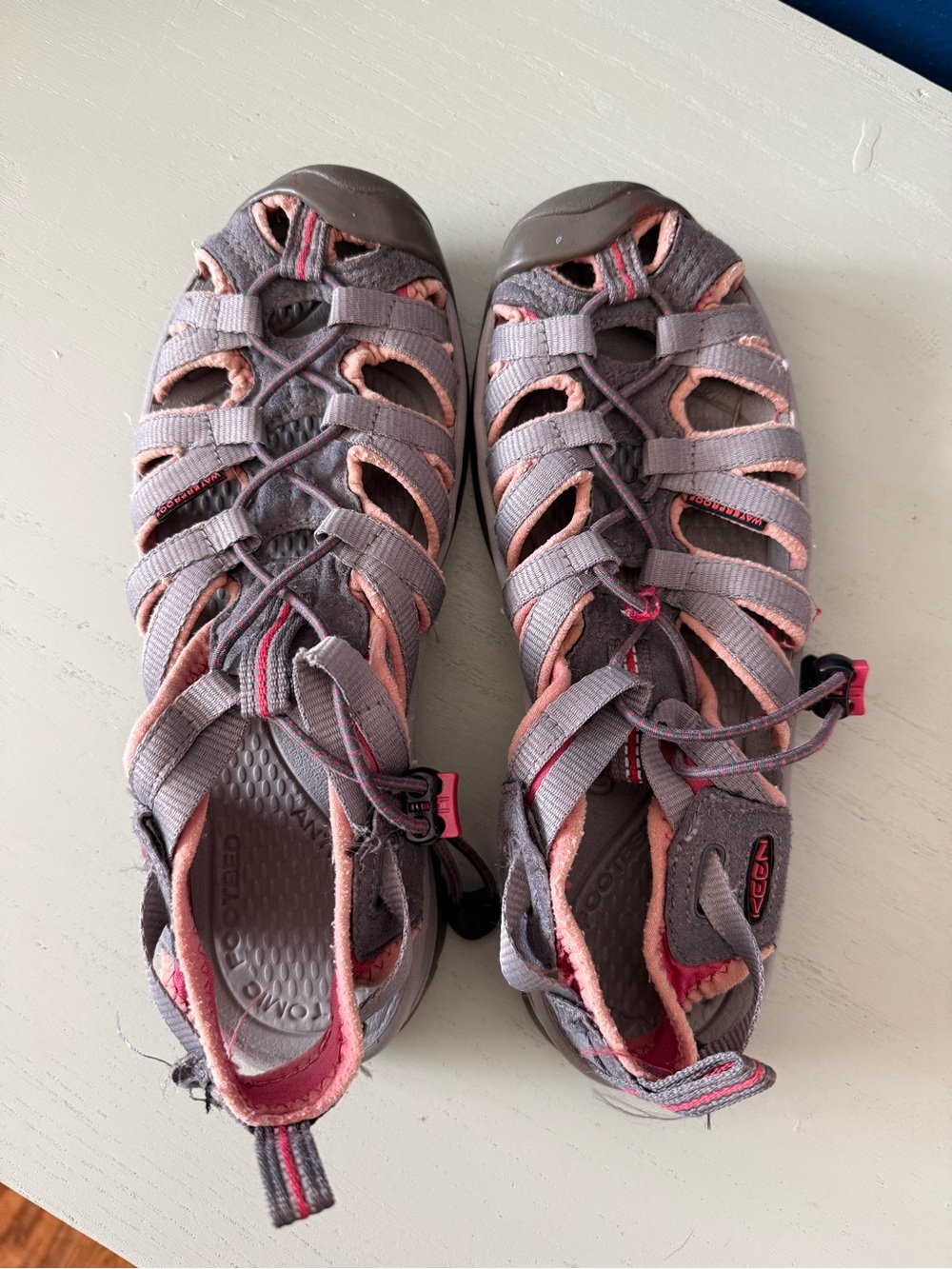KEEN Women's Size 7.5 Whisper Sandals Gray Pink Waterproof Hiking Camping